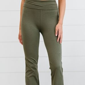 Keep It Up Full Size Flare Yoga Pants in Light Olive